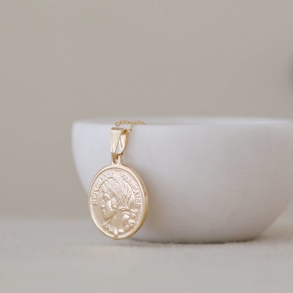 French Coin Necklace | 18k Gold Filled - Picture 5 of 10